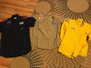 3 International Boy Scouts Shirts,  France,  Japan,  ?