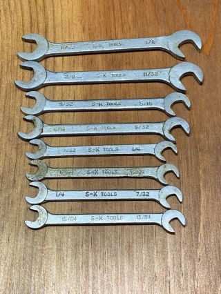 Vtg S - K Tools 8 Pc Ignition Wrench Set No 1608,  13/64 To 3/8