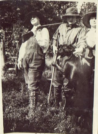 2 Vintage Old 1930s Photos Of Tough Country Women Going Hunting With Rifles Dogs