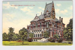 Ppc Postcard Indiana Evansville Willard Library 1910