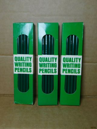 Three (3) Boxes Of Vintage Texaco Advertising Pencils All Unsharpened Green Box