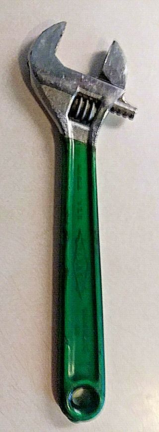 Vintage Diamond Diamalloy 10 " Adjustable Wrench Green Handle - Made In U.  S.  A.
