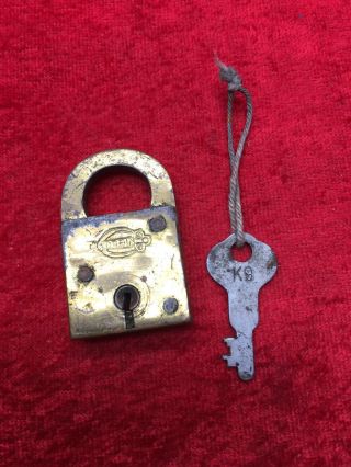 Old Vintage Brass Corbin Lock Padlock With Key K9 Britain Ct