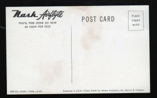 1953 NASH RAMBLER COUNTRY CLUB N° 302E - advertising postcard - 947 2