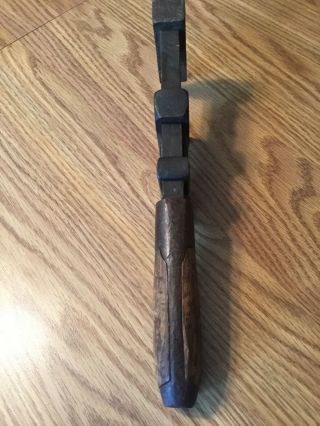 VINTAGE 10 1/2” ADJUSTABLE PIPE WRENCH WITH WOOD HANDLE 3