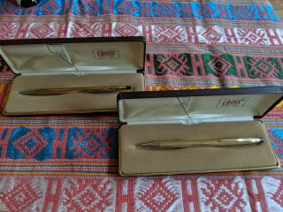 Vintage Cross Gold Pens With Cases And Leaflets