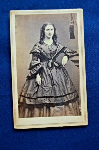 Cdv,  In Studio Shot Of Young Woman In Fancy Dress From Biddeford,  Me