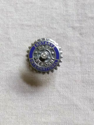 18k Gold Rotary International Past President Pin With Real Diamond