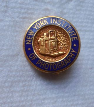 Vintage York Institute Of Photography Enamel Gf Lapel Pin
