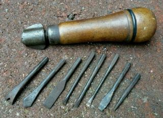 Vintage Wooden Handled Multi Tool W/bits
