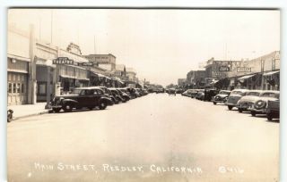 1940s Main Street Reedley,  Ca Rppc Postcard Photo Near Fresno California