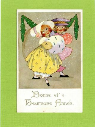 Bonne Annee/happy Year - Agnes Richardson A/s Vintage Postcard - Artistique