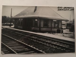 Oakley Ohio B&o Rr Station Railway Railroad Depot B&w Real Photo Postcard Rppc