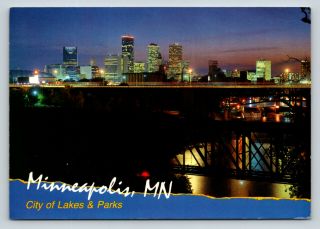 Postcard 4x6 " Minneapolis Mn City Of Lakes And Parks Mississippi River View A51