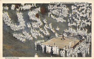 Great Lakes Illinois Us Naval Training Station Outdoor Boxing Navy Letters 1916