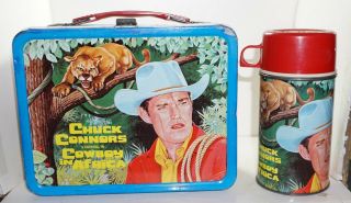 1968 Cowboy In Africa Chuck Connors Metal Lunchbox & Thermos King Seeley