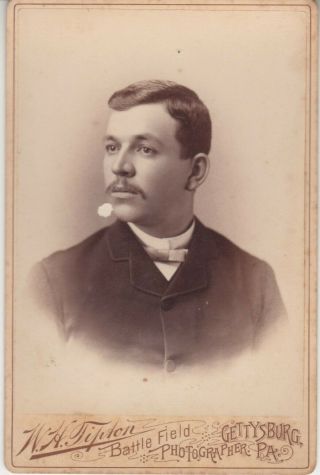 1880s Cabinet Photo Young Man W.  H.  Tipton Gettysburg,  Pa Civil War Backmark