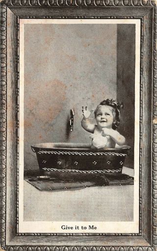 M2323 Young Child Taking A Bath Postcard