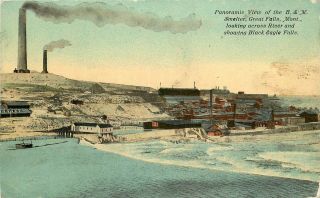 1907 - 15 Unpostd Printed Mining Pc B & M Smelter Great Falls Mt Great Eagle Falls