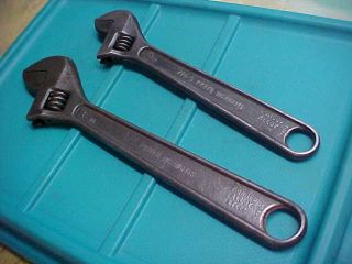 2 Antique Proto Los Angeles Adjustable 710 10 " 712 12 " Crescent Wrenches Tools