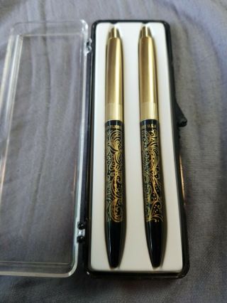 Set of 2 Vintage 14K Gold Filigree Pens Parker Sheaffer waterman Ink Ball point 2