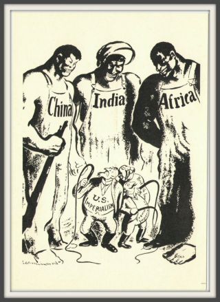 Anti - Colonial Propaganda China India Africa Robert Bob Minor Caricature Art Card