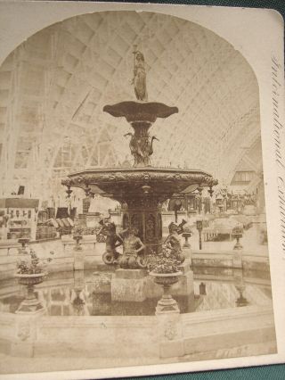 Fountain 1876 Philadelphia Centennial Exhibition Worlds Fair Stereoview