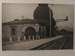 San Juan Capistrano California Atsf Railroad Depot B&w Real Photo Postcard Rppc