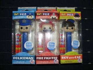Funko Pop Pez Pals,  Limited,  Boy With Cap,  Fire Fighter And Policeman,