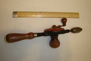 Vintage Miller Falls Company No.  77a Eggbeater Hand Drill Wood Handle Red Face
