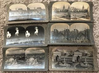 (6) 1915 Panama Pacific Exposition Keystone View Company Stereoview Photographs