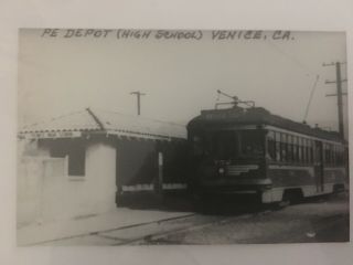 Venice California Pe High School Rr Railroad Depot B&w Real Photo Postcard Rppc