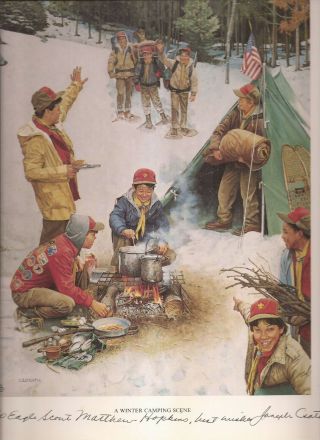 Joeseph Catari Bsa Print,  Signed In Ink By The Artist,  Winter Camping Scene