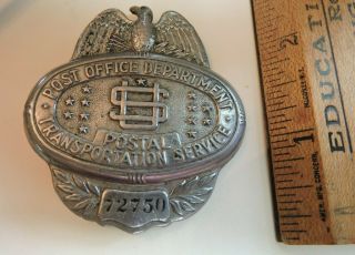 Rare Obsolete Us Post Office Department Transportation Service Mail Badge Tdbr