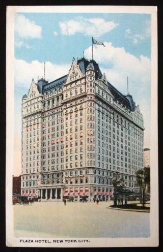 York City,  Ny.  C.  1920 Pc.  View Of Plaza Hotel On Fifth Ave.