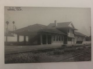 Ventura California Sp Rr Station Railroad Depot B&w Real Photo Postcard Rppc
