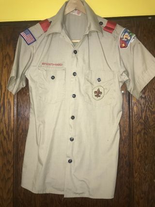 Bsa Mens Boy Scout Uniform Shirt,  Khaki Short Sleeve Adult Size Small C40
