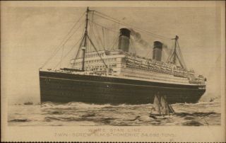 White Star Line Steamship Rms Homeric Sepia C1910 Postcard
