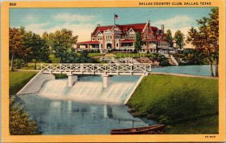 Old Postcard Tx 1940s Dallas Country Club D30 Curtiech Ct Art Colortone Linen B8