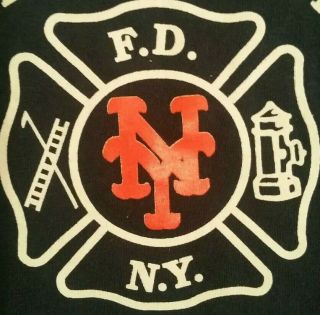 Fdny Nyc Fire Department York City T - Shirt Sz L Ny Mets
