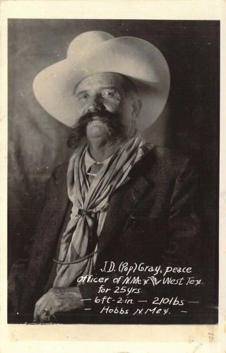 Rppc,  " Pop " Gray,  25 Year Peace Officer,  Sheriff,  Hobbs,  Nm Real Photo,  Old Postcard