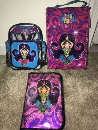 Lisa Frank Vintage Genie Lunch Bag,  Mini Backpack,  Zip Up Organizer With Stickers