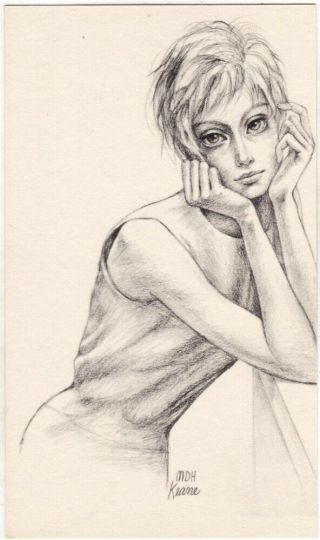 Margaret Keane - Big Eyes - Girl Drawing - Artist Signed Post Card