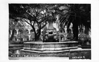 Rppc Pila De La Plaza Mayor,  Antigua,  Guatemala Fountain C1950s Vintage Postcard
