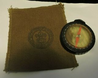 Vintage Bsa Official Boy Scout Compass And Cloth Case