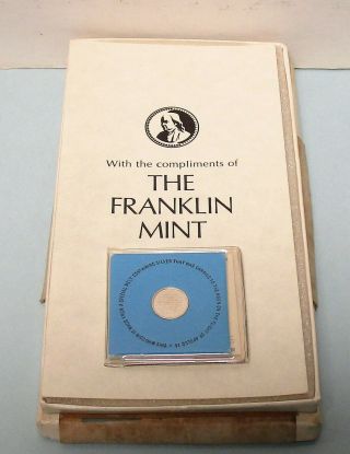 1971 Franklin Apollo 14 Mini Moon Silver Coin.  With.