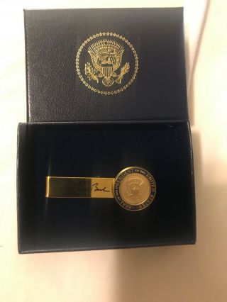 President George Bush Presidential Seal Tie Clip Clamp W/box