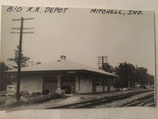 Mitchell Indiana B&o Rr Station Railroad Depot B&w Real Photo Postcard Rppc