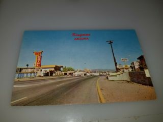 Vintage Route 66 Postcard Street Scene Kingman Arizona Hwy 66