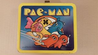 Vintage 1980 Pac - Man Aladdin Metal Lunchbox,  No Thermos.
